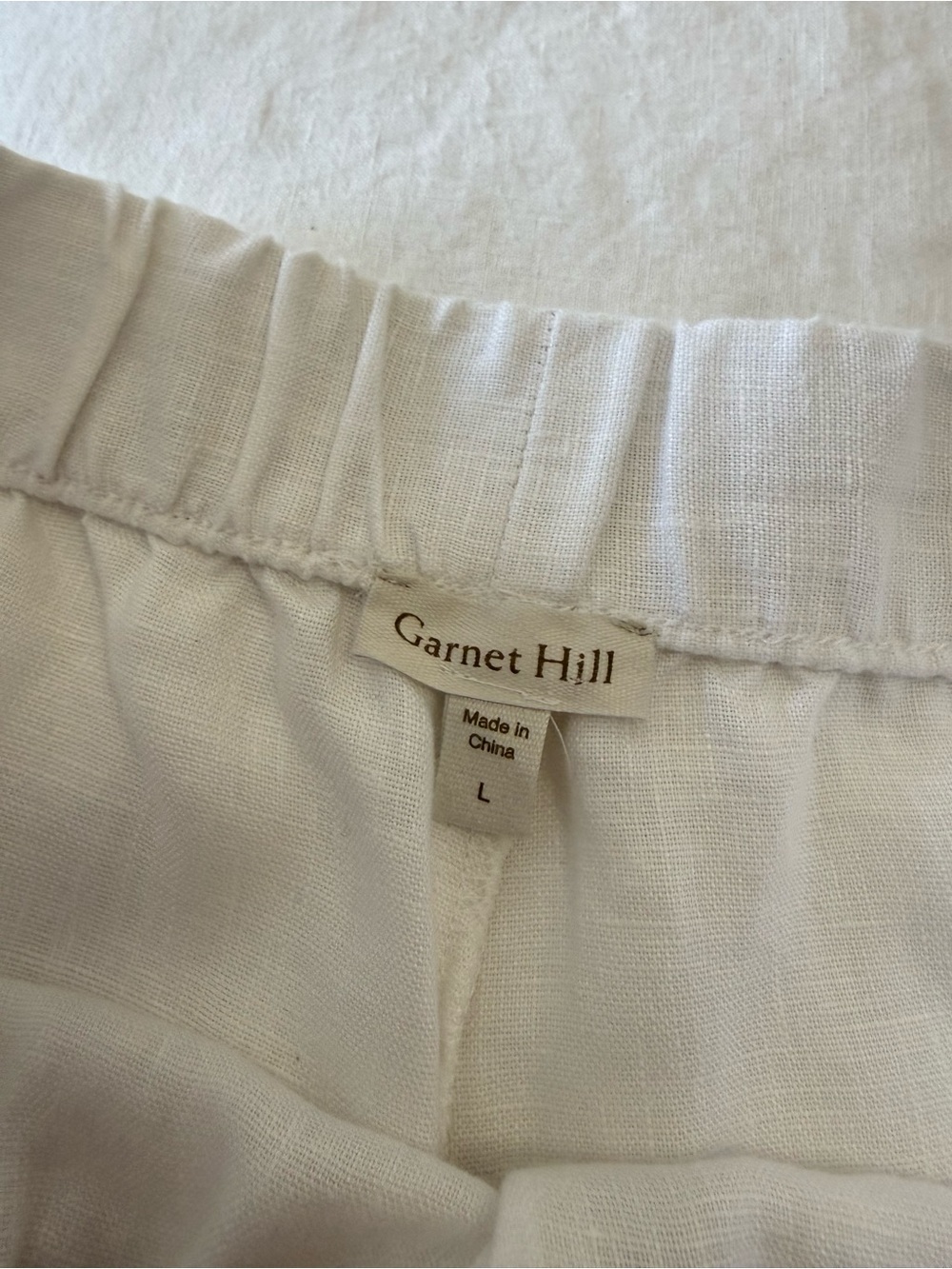 Garnet Hill | Women’s Large | White 100% Linen Wide Leg Pants Lagenlook Relaxed - Picture 4 of 9
